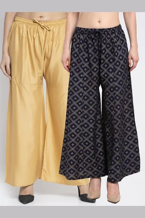 Jinfo Women Pack Of 2 Beige & Black Printed Palazzos