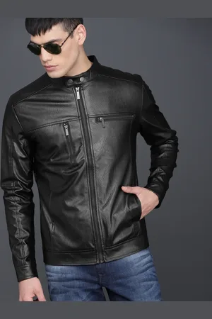 WROGN Men Black Solid Biker Jacket