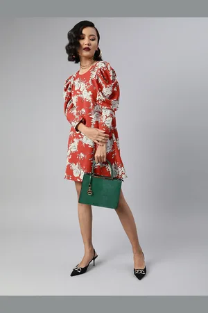 Sera Women Red Printed A-Line Dress