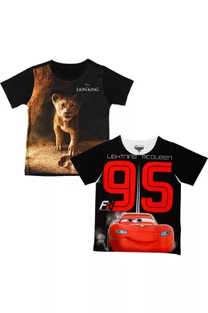 Wear Your Mind Boys Black Printed Round Neck T-shirt Pack of 2