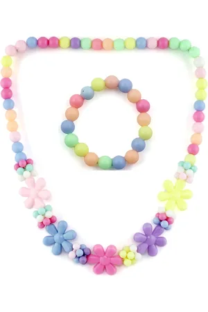 EL REGALO Girls Yellow Pink Beaded Jewellery Set