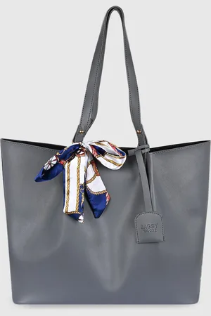 Bagsy Malone Grey PU Swagger Tote Bag with Bow Detail