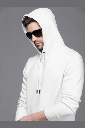 WROGN Men White Hooded Sweatshirt