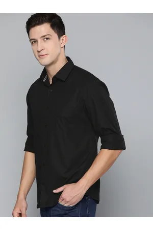 HARVARD Men Black Regular Fit Solid Casual Shirt