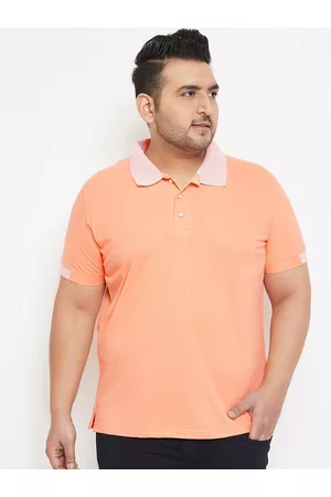 Instafab Men Orange Solid Polo Collar T-shirt