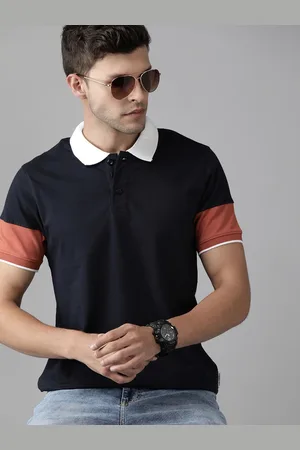 Roadster Men Navy Blue Polo Collar Pure Cotton T-shirt