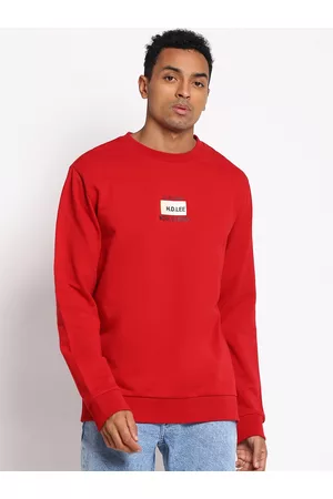 Lee Men Red Cotton Sweatshirt