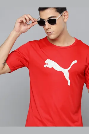 PUMA Men Red & White individualRISE Logo Printed Slim Fit Football Sustainable T-shirt