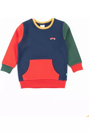 Juscubs Boys Navy Blue & Red Colourblocked Cotton Sweatshirt
