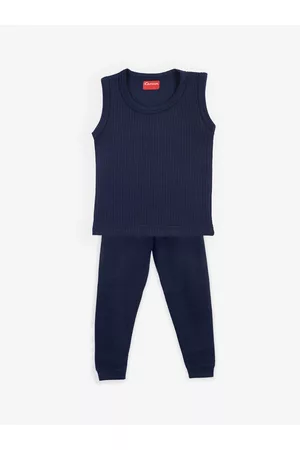 Kanvin Boys Navy Blue Ribbed Thermal Set