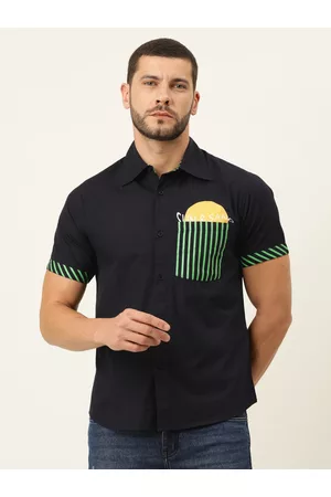 Forever 21 Men Black & Yellow Printed Pure Cotton Casual Shirt