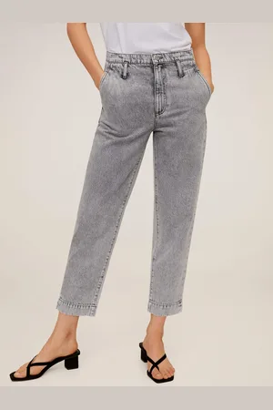 MANGO Women Grey Regular Fit Mid-Rise Clean Look Cropped Sustainable Jeans