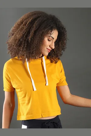 Campus Mustard Yellow Regular Crop Top