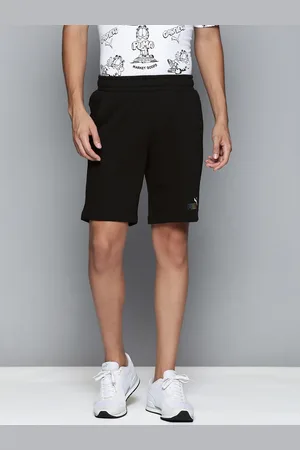 PUMA Men Black Brand Logo Printed Mid-Rise Sports Shorts