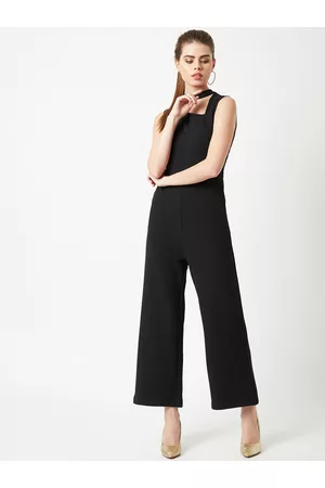 Miss Chase Women Black Cut-Out Detail Basic Jumpsuit