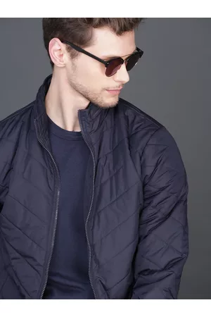 WROGN Men Navy Blue Solid Puffer Jacket