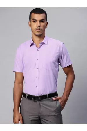 MANQ Men Mauve Solid Spread Collar Formal Shirt