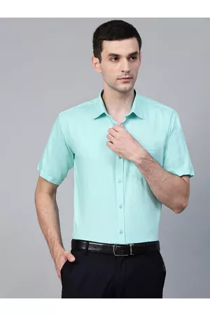 MANQ Men Blue Semi-Slim Fit Solid Formal Shirt
