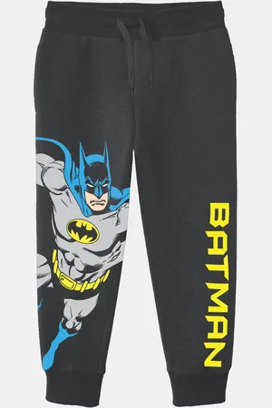 BONKIDS Boys Charcoal Batman Printed Cotton Joggers