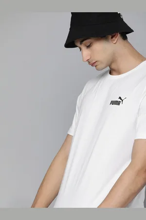 PUMA Men White Printed Detail Essentials Small Logo Cotton Pure Cotton T-shirt