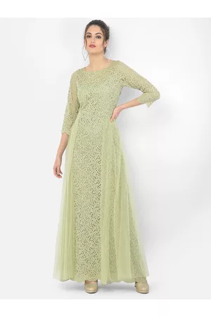 Eavan Woman Green Embellished Lace Maxi Dress