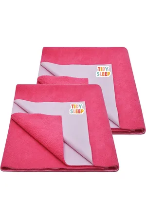 TIDY SLEEP Kids Set Of 2 Pink Water Proof Mattress Protector