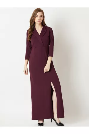 Miss Chase Women Maroon Solid Maxi Dress