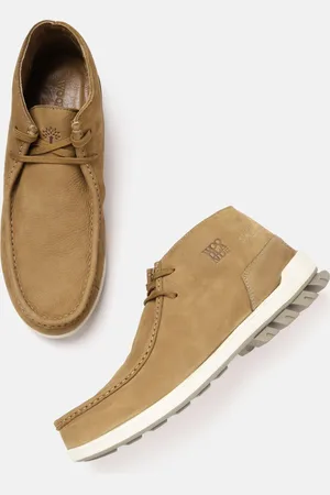 Woodland Men Camel Brown Nubuck Mid Top Sneakers