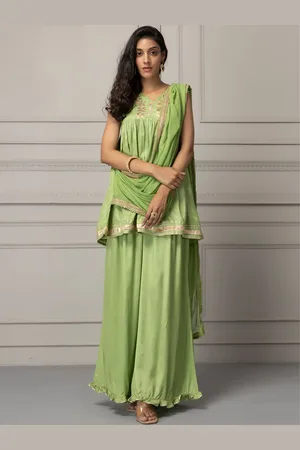 Jaipur Women Green Handcrafted Gotta Patti Fusion Dress