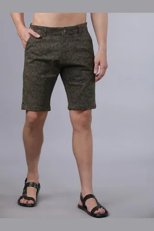 Highlander Men Olive Green Printed Slim Fit Regular Shorts