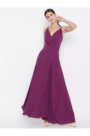 Berrylush Women Purple Solid Maxi Dress