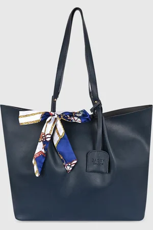 Bagsy Malone Blue PU Structured Tote Bag with Bow Detail
