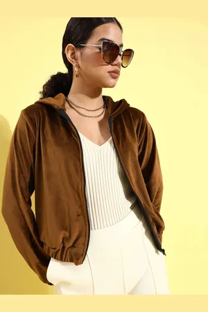 ATHENA Women Brown Velour Tailored Jacket
