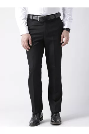 Hangup Men Black & Black Formal Trousers