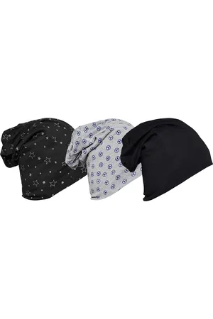 VIMAL JONNEY Unisex Black & Grey Set Of 3 Printed Beanie