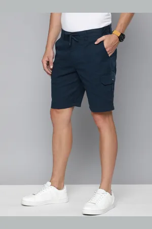 Mast & Harbour Men Navy Blue Solid Regular Fit Cargo Shorts