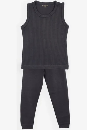Kanvin Boys Charcoal Grey Ribbed Thermal Set