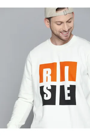 HERE&NOW Men White Printed Pullover Sweatshirt