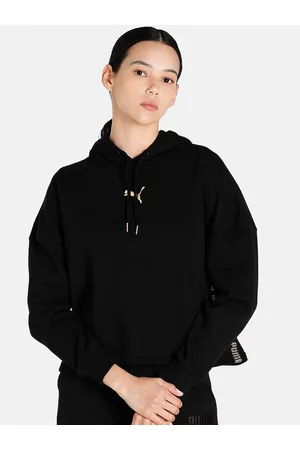 PUMA Women Black Hooded Sweatshirt