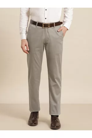 HANCOCK Men Grey Checked Slim Fit Trousers