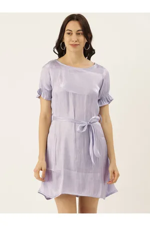 Campus Women Lavender Solid Fit and Flare Dress