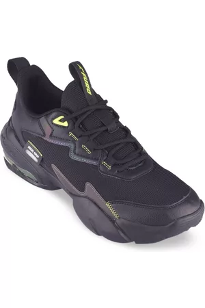Red Chief Men Black Mesh Mid-Top Running Shoes