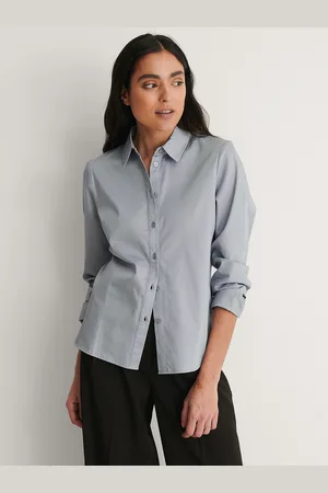 NA-KD Women Blue Organic Cotton Slim Fit Casual Shirt