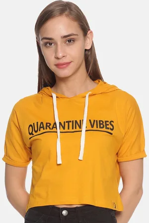 Campus Women Mustard Printed Pure Cotton Top