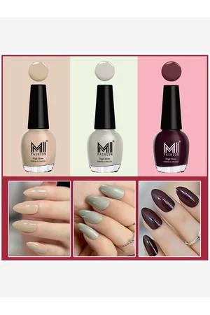 MI FASHION Set Of 3 Vernis A Ongles Ultra High Glass HD 3D Shine Nail Polish - Wine Maroon, Skin Nude, Light Nude