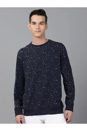 Richlook Men Navy Blue Printed Sweatshirt