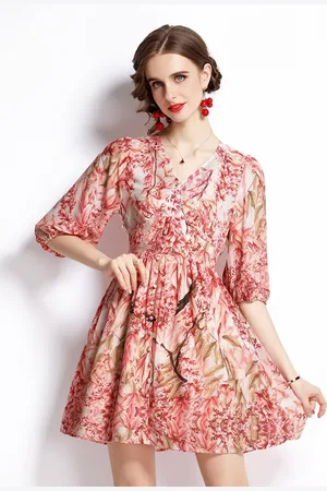 JC Collection Women Pink Floral Printed Mini Dress