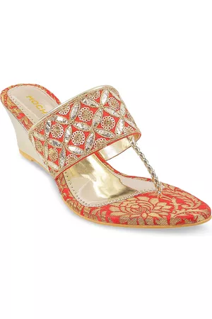 All Things Mochi Woman Red Embellished Suede Sandals