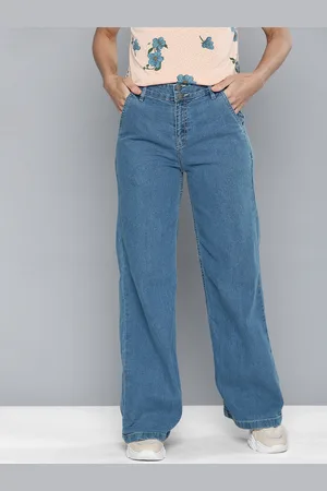 Mast & Harbour Women Blue Wide Leg High-Rise Stretchable Casual Jeans