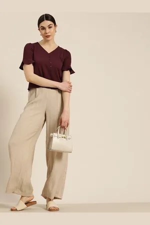 Invictus Women Burgundy Textured Smart Casual Top
